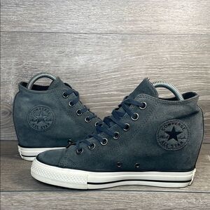 Converse CT All-Star Lux Gray Blue Leather Women’s Sz 8 Hidden Wedge Sneakers